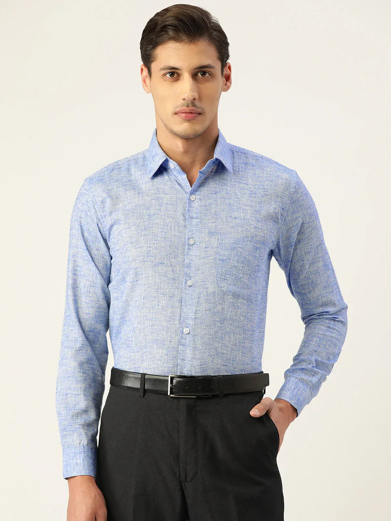 Jainish Blue Men's Solid Cotton Formal Shirt ( SF 782Blue )