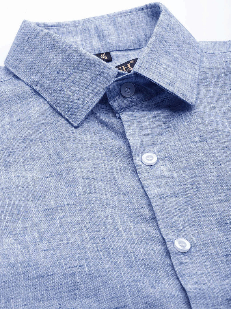 Jainish Blue Men's Solid Cotton Formal Shirt ( SF 782Blue )