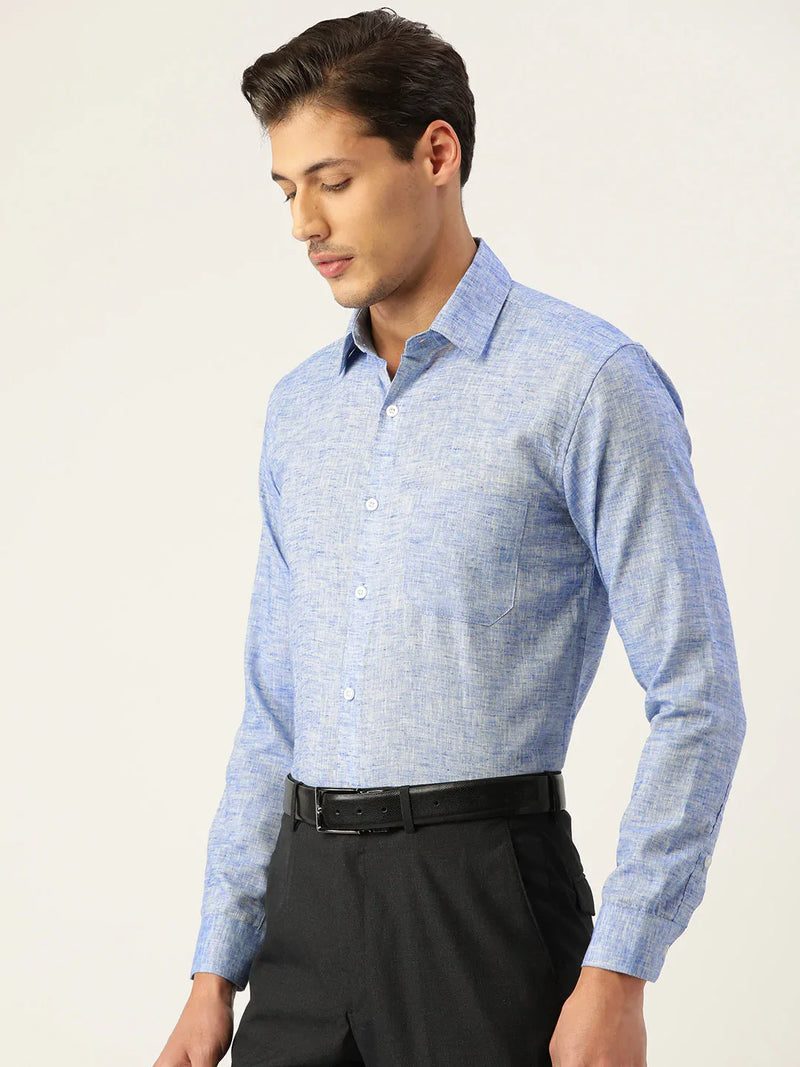 Jainish Blue Men's Solid Cotton Formal Shirt ( SF 782Blue )