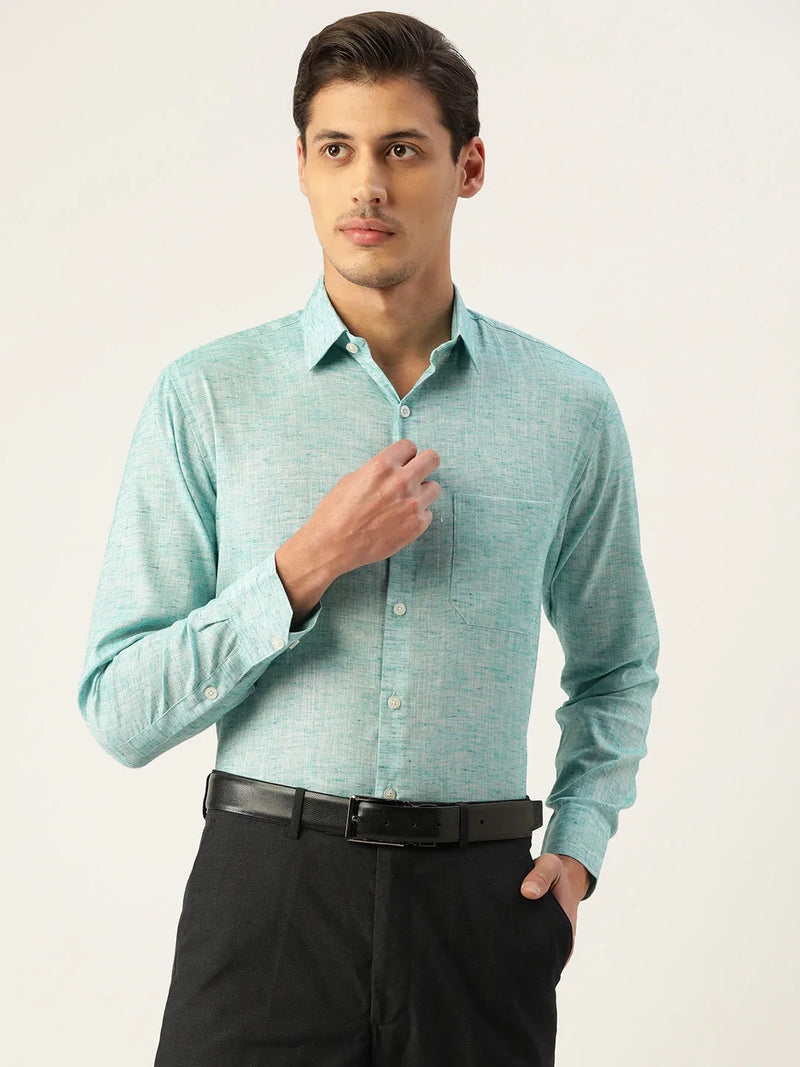 Jainish Green Men's Solid Cotton Formal Shirt ( SF 782Green )