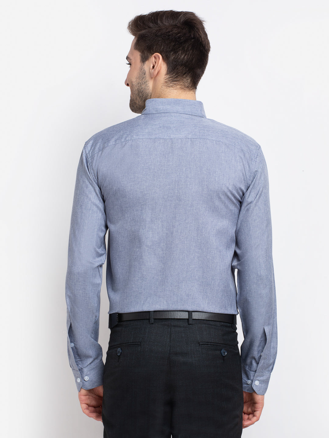 Indian Needle Grey Men's Button Down Collar Cotton Formal Shirt