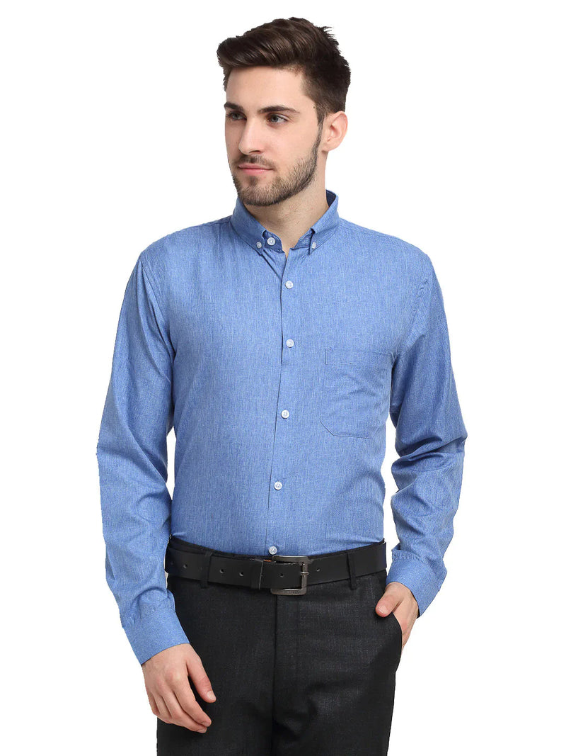 Jainish Blue Men's Button Down Collar Cotton Formal Shirt ( SF 785Light-Blue )