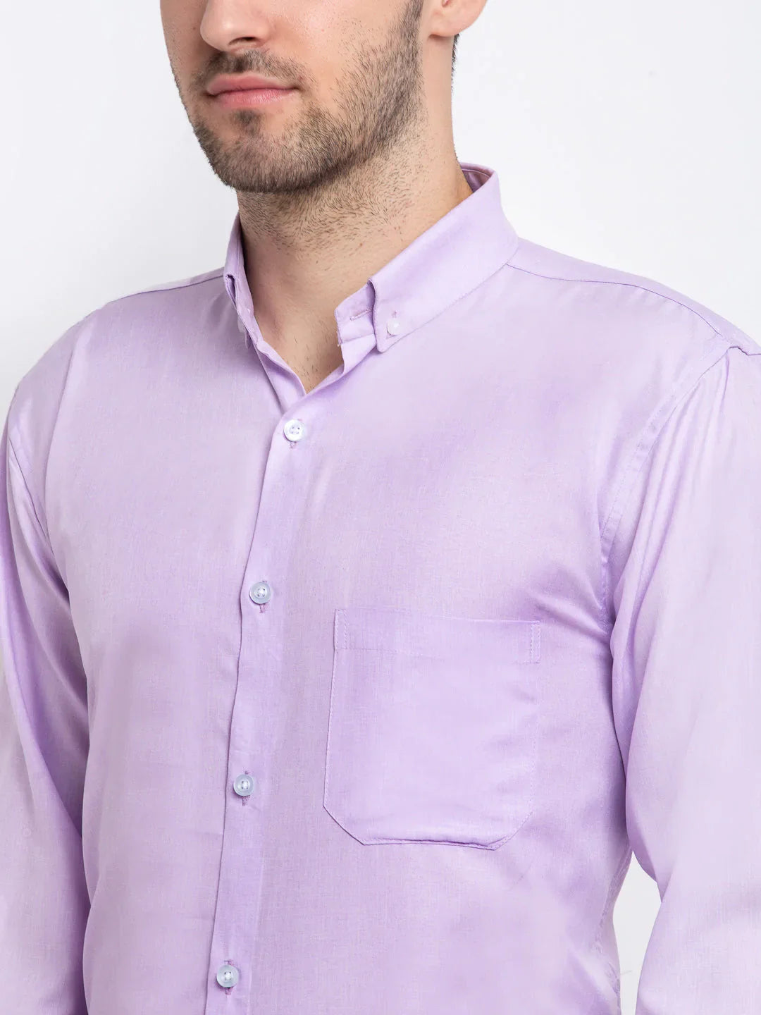 Jainish Purple Men's Button Down Collar Cotton Formal Shirt ( SF 785Light-Purple )