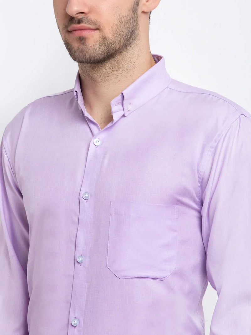 Jainish Purple Men's Button Down Collar Cotton Formal Shirt ( SF 785Light-Purple )