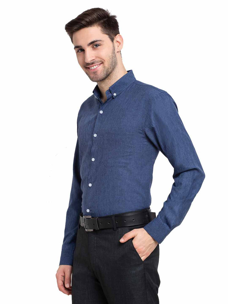 Indian Needle Teal Men's Button Down Collar Cotton Formal Shirt