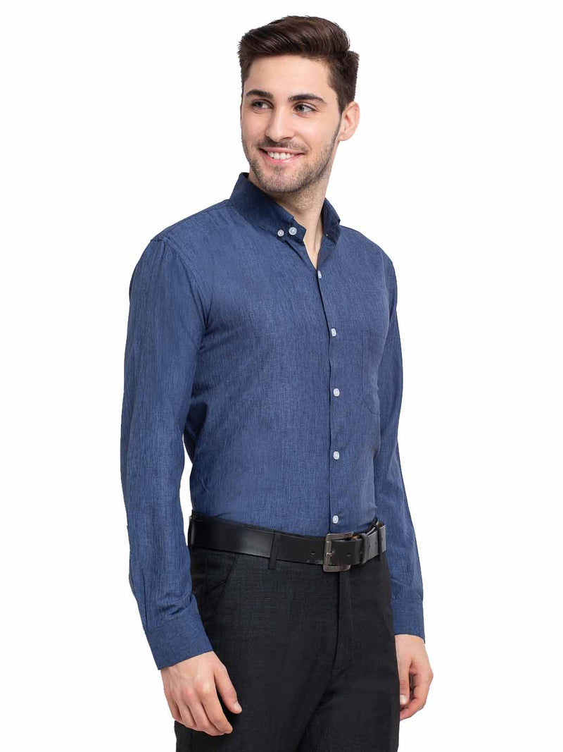 Indian Needle Teal Men's Button Down Collar Cotton Formal Shirt