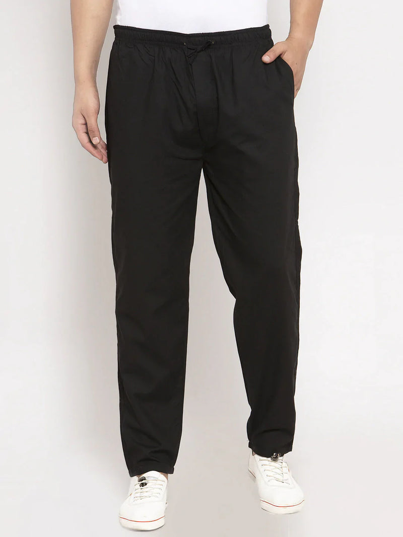 Jainish Men Black Solid Track Pants ( JOG 011Blackxxx )