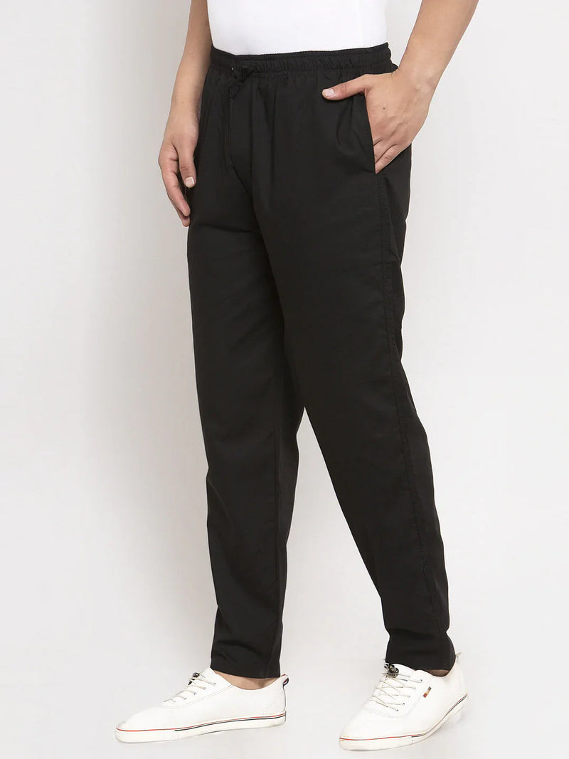 Jainish Men Black Solid Track Pants ( JOG 011Blackxxx )