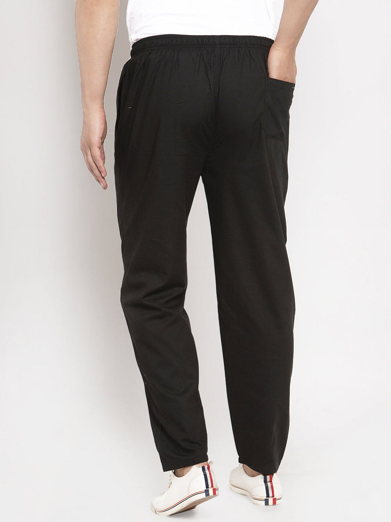 Indian Needle Men Black Solid Track Pants