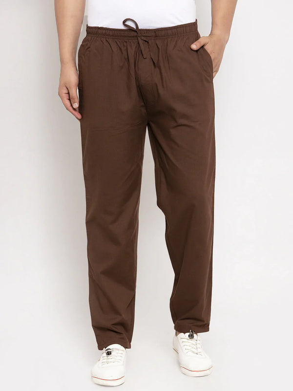 Jainish Men's Brown Solid Cotton Track Pants ( JOG 011Coffee )