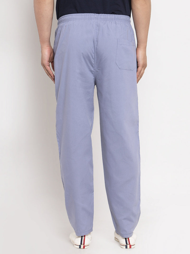 Indian Needle Men's Grey Solid Cotton Track Pants