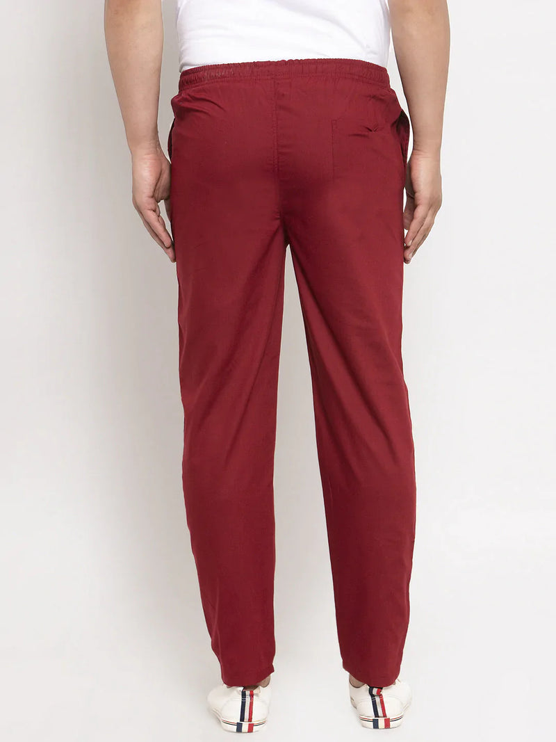 Jainish Men's Maroon Solid Cotton Track Pants ( JOG 011Maroon )