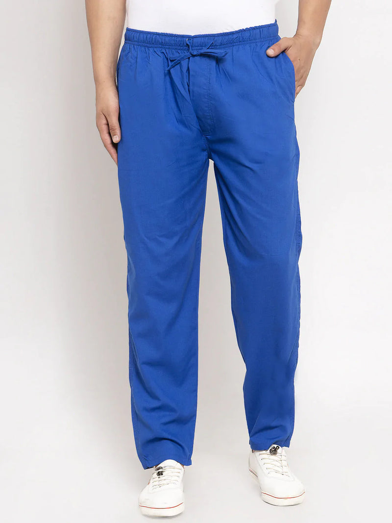 Jainish Men's Blue Solid Cotton Track Pants ( JOG 011Royal-Blue )