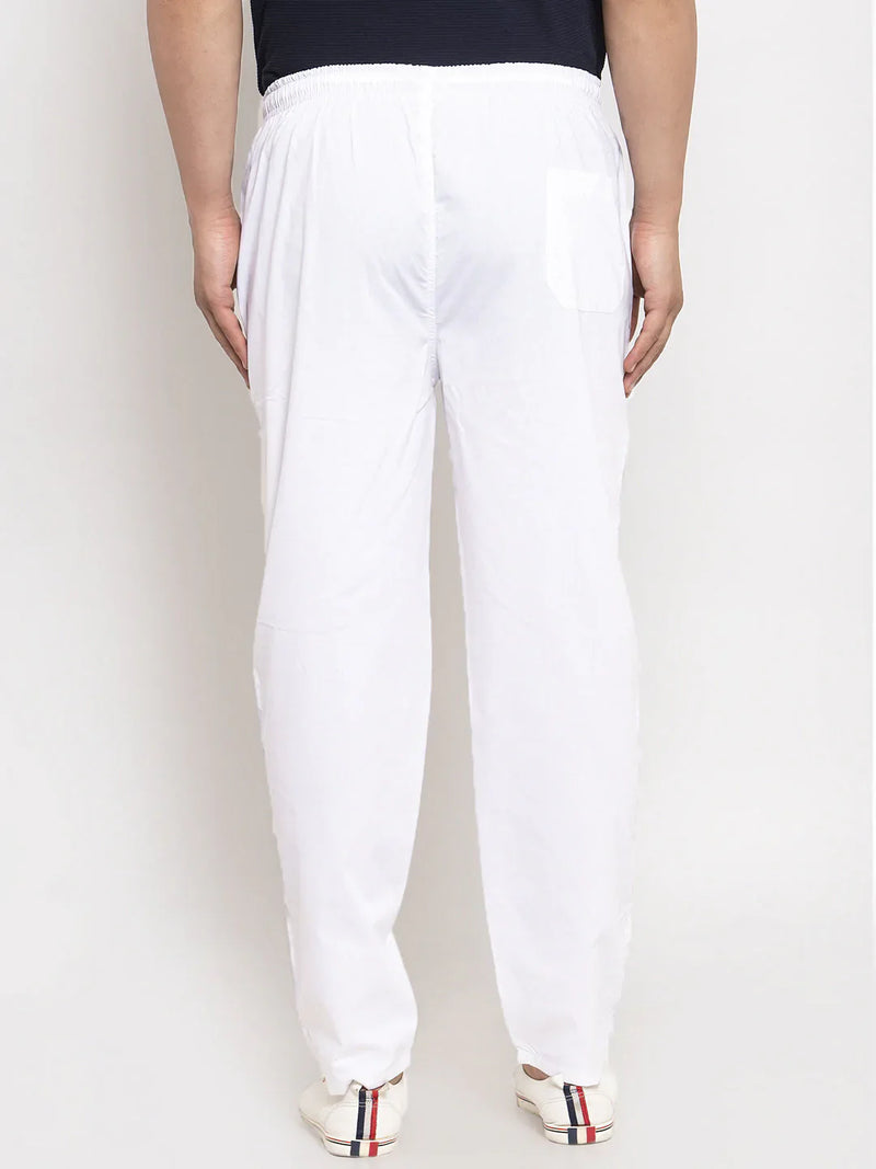 Jainish Men's White Solid Cotton Track Pants ( JOG 011White )