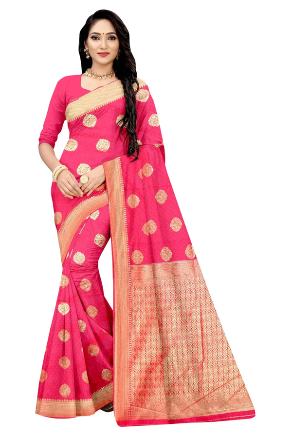 Vamika Pink Weaving Banarasi Jacquard Saree