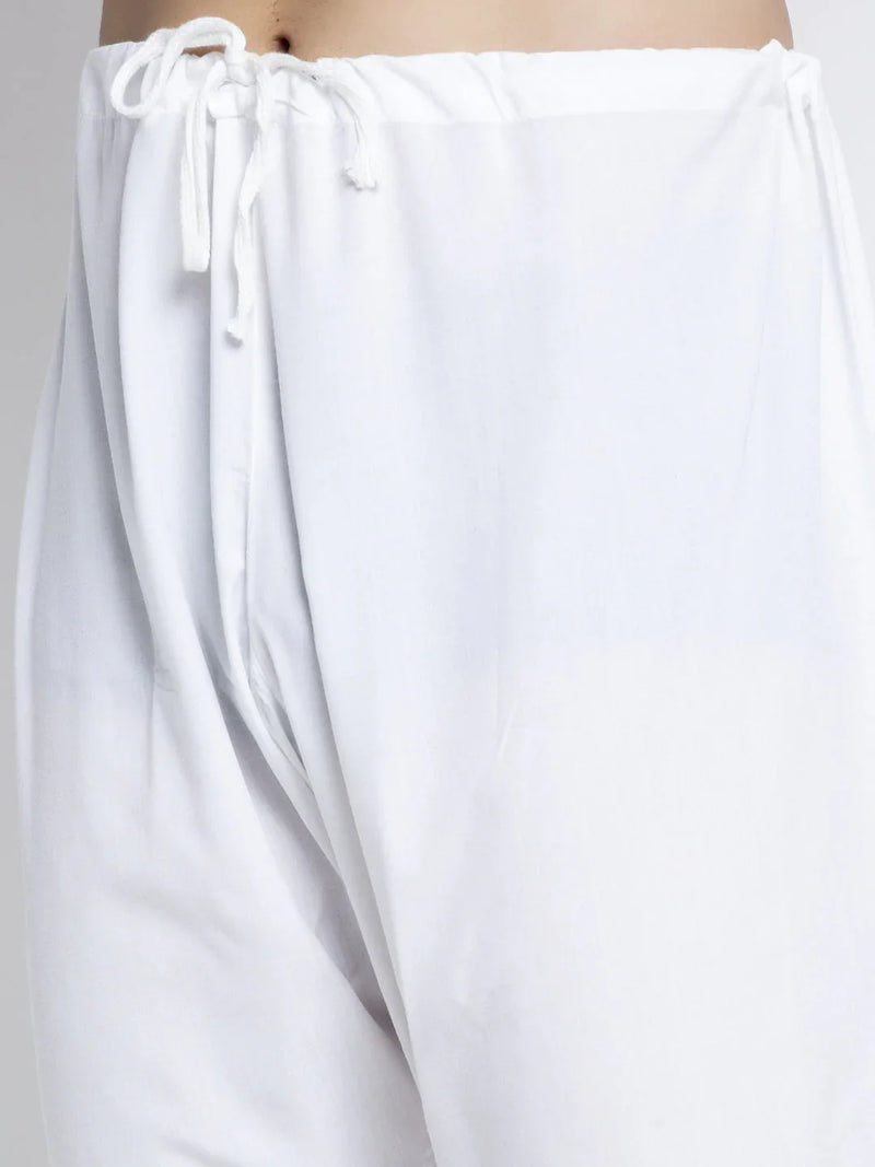 Men Lemon & White Solid Kurta with Churidar ( JOKP 532 Lemon )