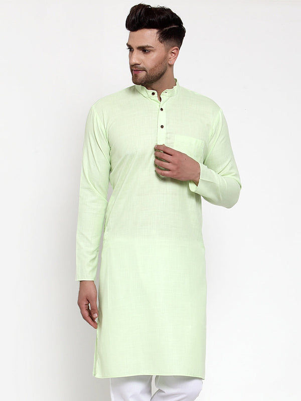 Jompers Men's Solid Cotton Kurtas ( KO 532Lime )