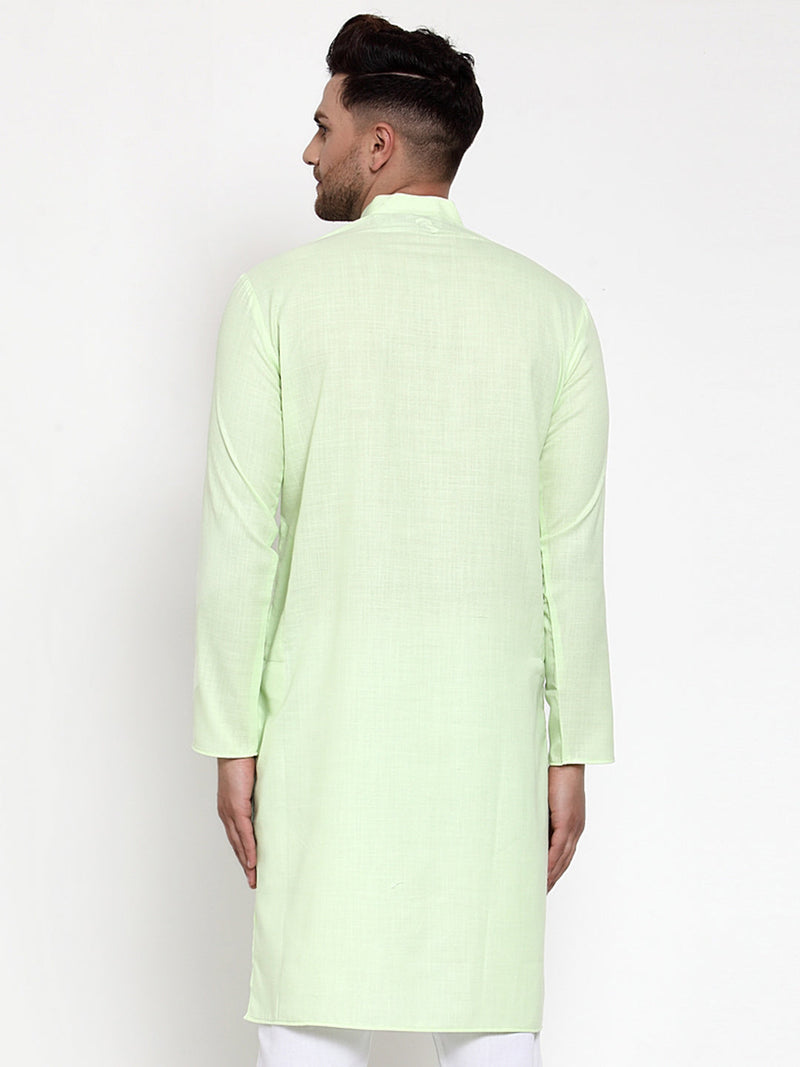 Jompers Men's Solid Cotton Kurtas ( KO 532Lime )