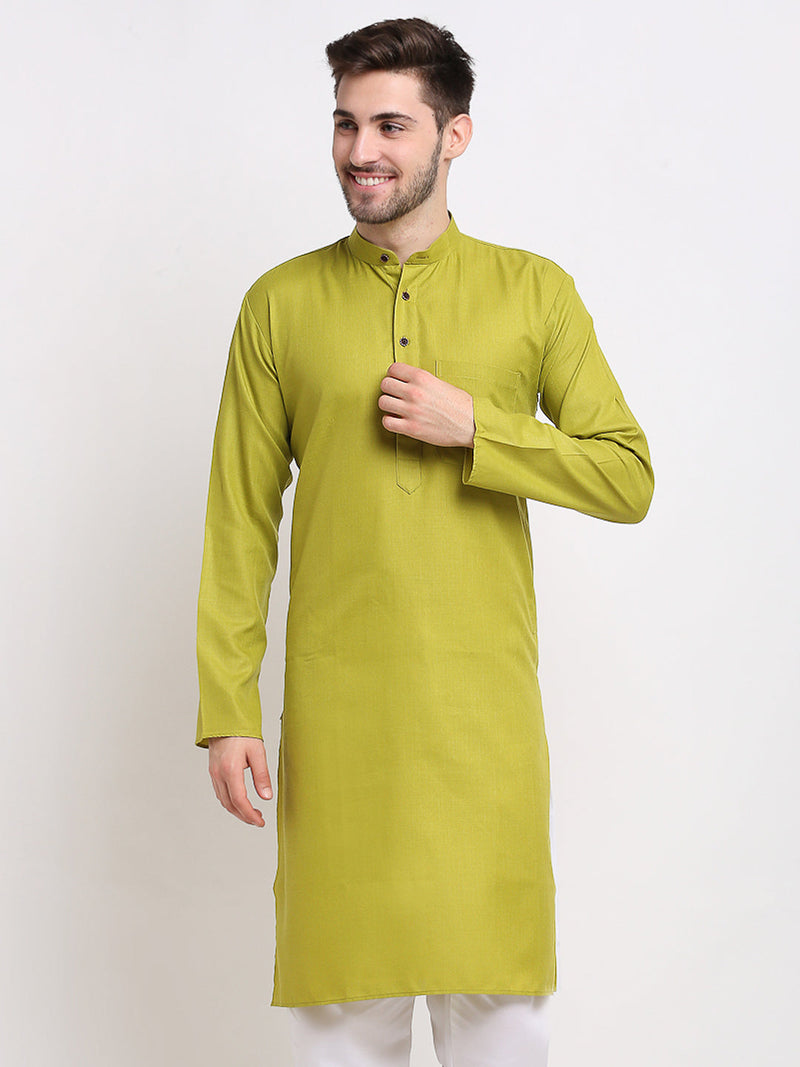 Jompers Men's Solid Cotton Kurtas ( KO 532Olive )