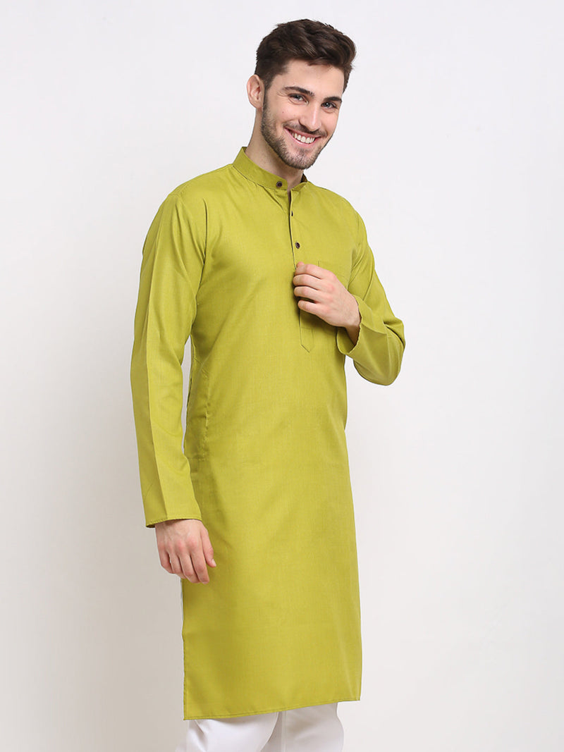 Jompers Men's Solid Cotton Kurtas ( KO 532Olive )