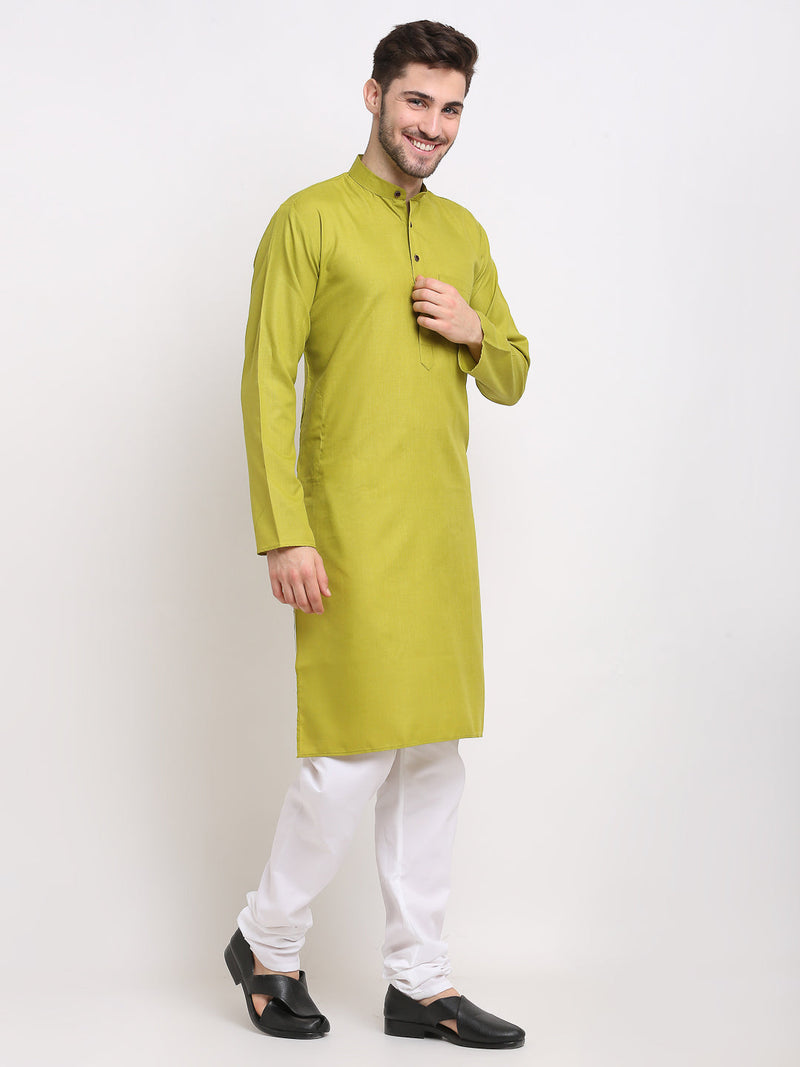 Jompers Men's Solid Cotton Kurtas ( KO 532Olive )