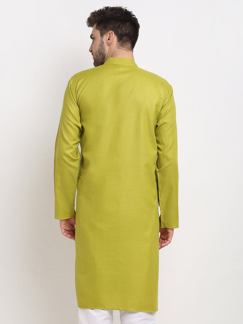 Jompers Men's Solid Cotton Kurtas ( KO 532Olive )