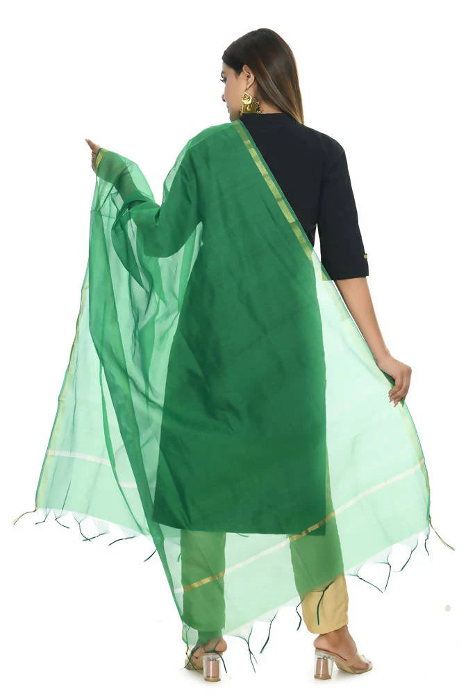 Mominos Fashion Green Banarsi Piping Dupatta