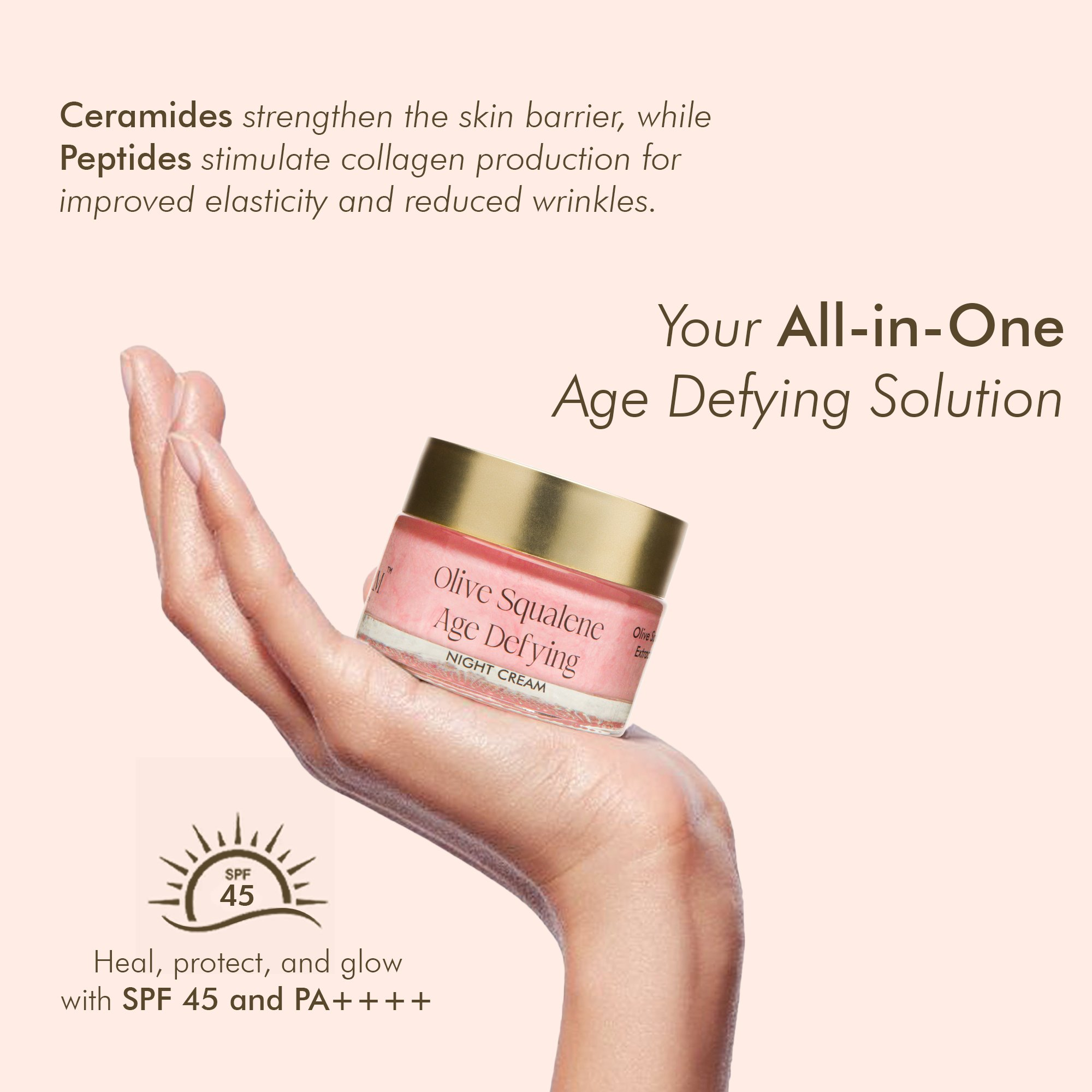 VedicDerm Olive Squalene Age Defying Night Cream with 24K Gold & Ceramides