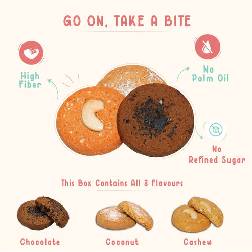 Gladful Assorted Protein Cookies Made with Wholewheat Atta & Butter