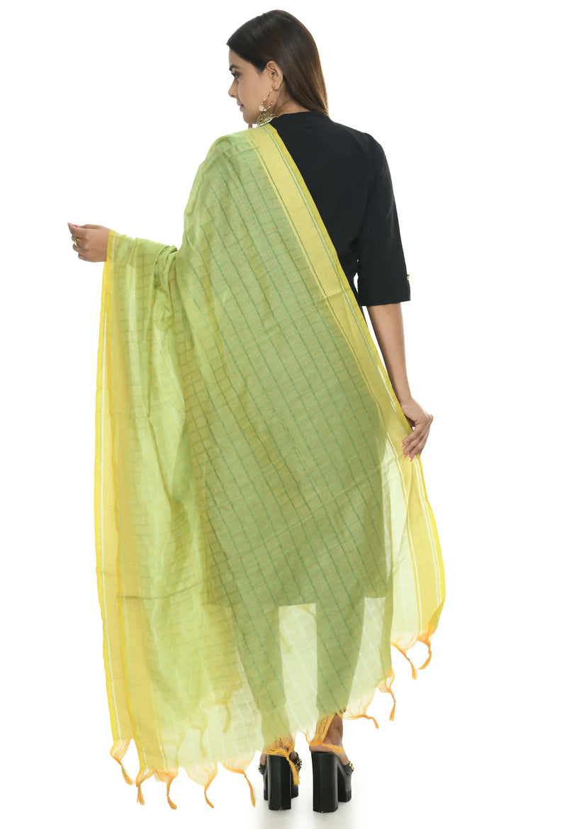 Mominos Fashion Moeza Handloom Cotton Pista Green Dupatta