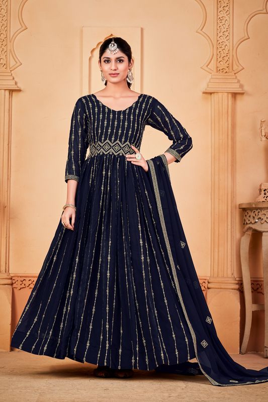 Aastha Blue Green Dupatta with Net top fabric Crepe Bottom fabric