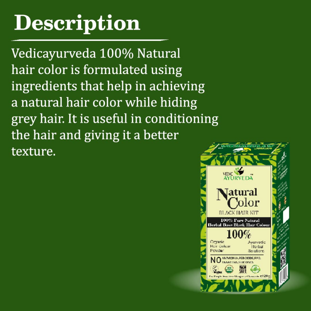 VedicAyurveda Natural Color Black Hair Kit