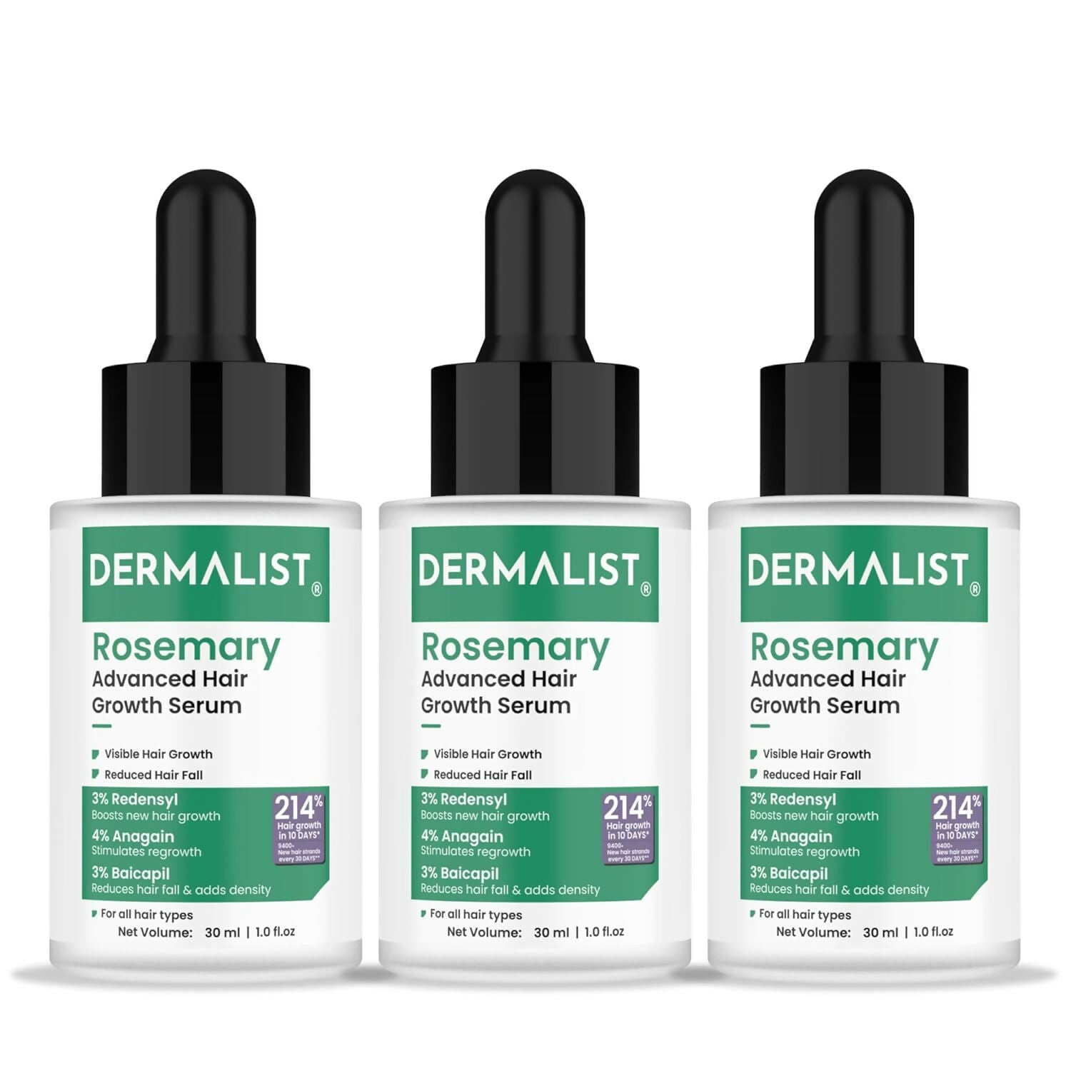 Dermalist Rosemary Hair Growth Serum with 3% Redensyl, 4% AnaGain & 3% Baicapil