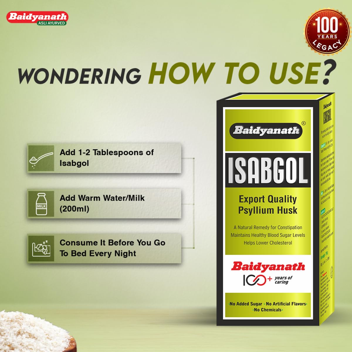 Baidyanath Psyllium Husk Powder (Isabgol)- 200gm