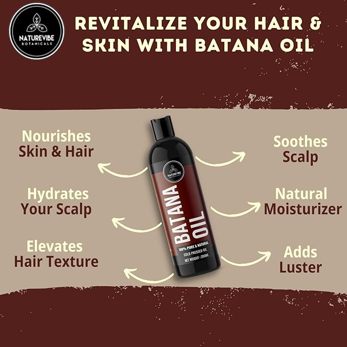 Batana Oil 200ml by Naturevibe Botanicals 100% Pure Natural Batana Oil for Hair Growth & Scalp Care