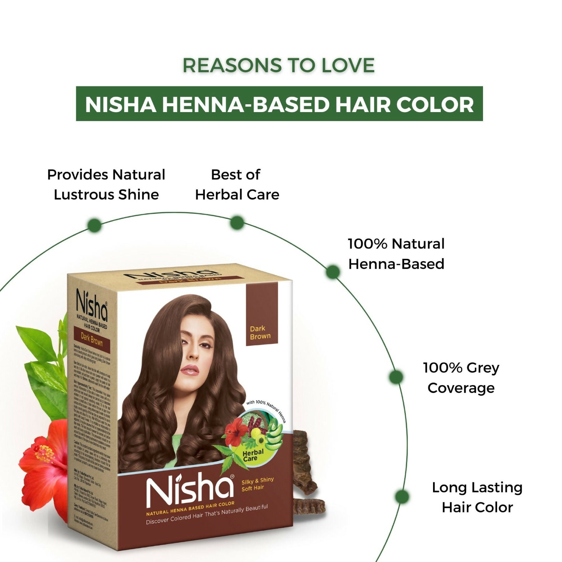 Nisha Henna Based Hair Colour for Women & Men Dark Brown