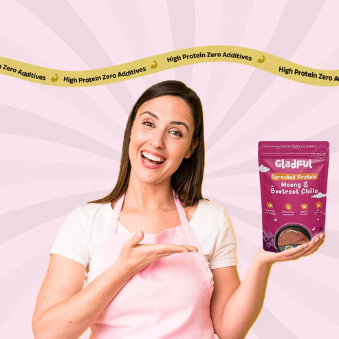 Gladful Beetroot Chilla with Sprouted Moong Mix