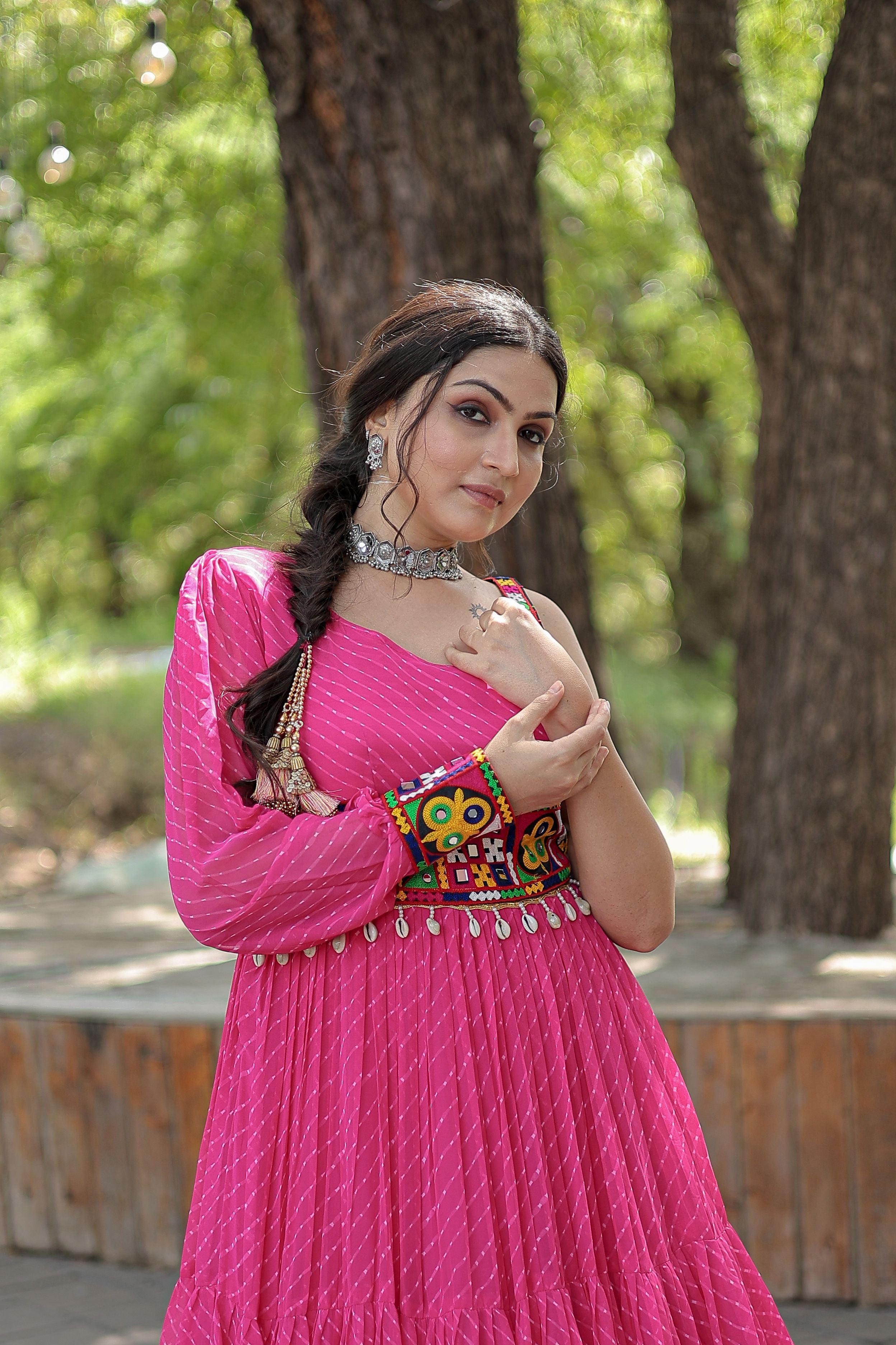 Aastha Black with Gown Faux Georgette Kutchi Gamthi