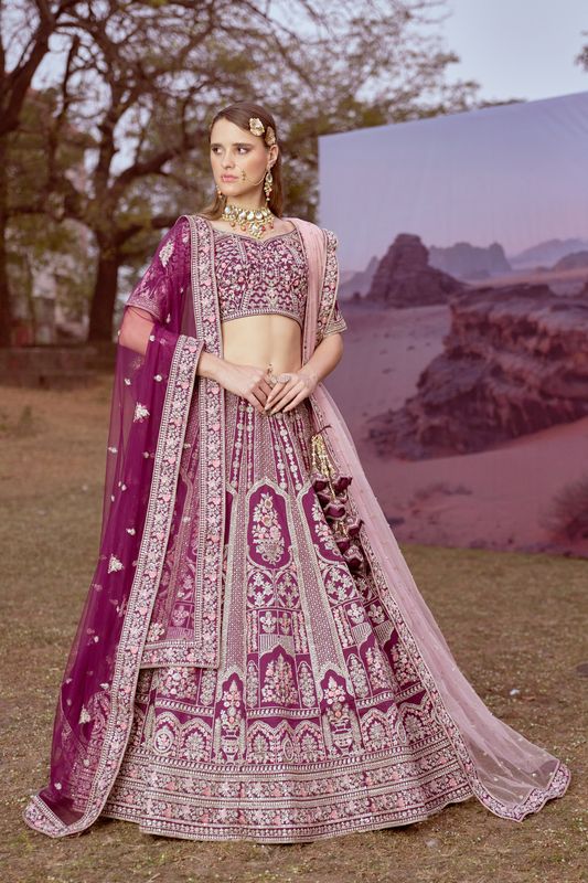 Aastha fashion Purple Slik lehanga blouse Sequinned Work