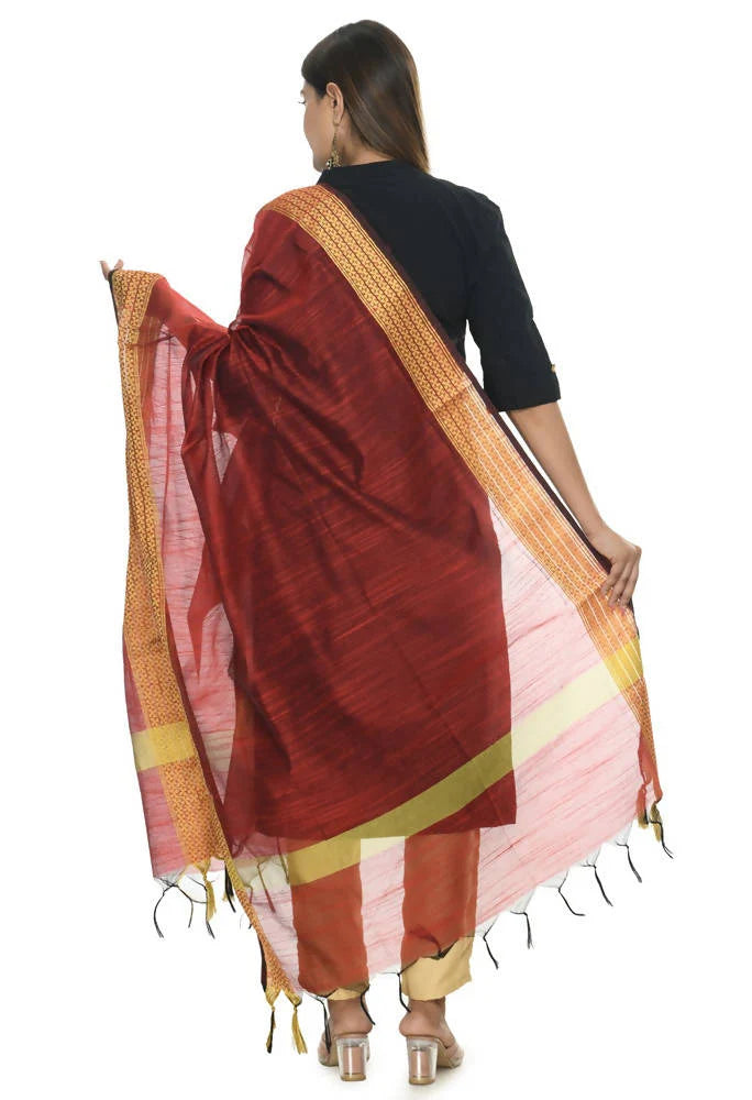 Mominos Fashion Maroon Handloom Cotton Dupatta