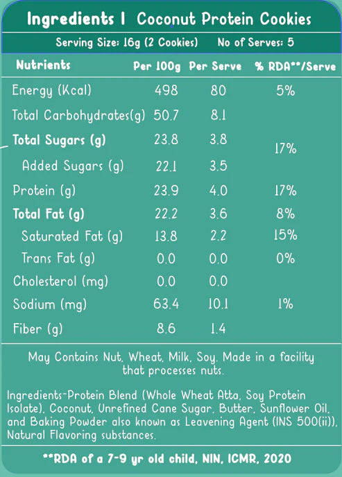 Gladful Coconut Protein Cookies Made with Wholewheat Atta & Butter