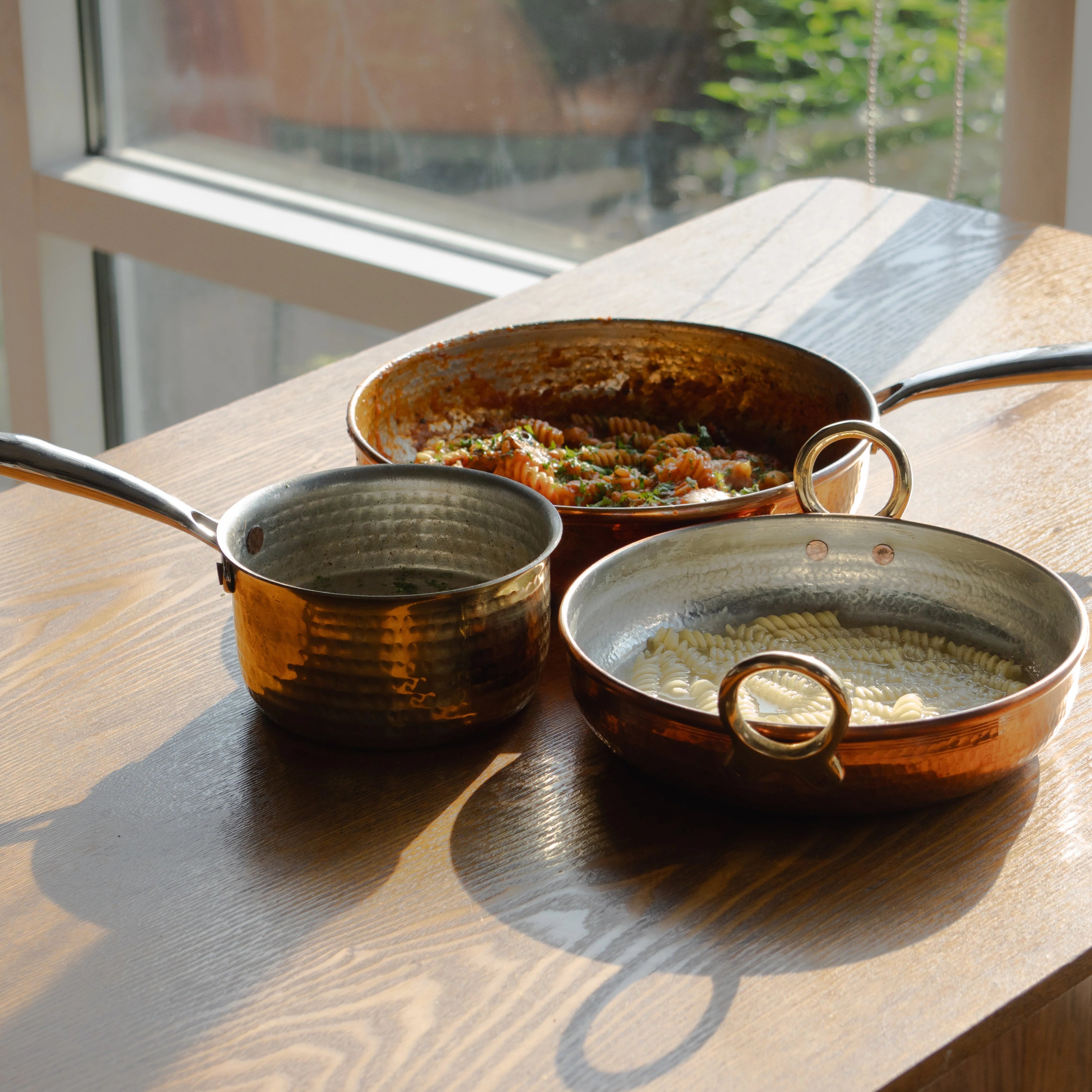 Health Smith Pure Copper Saute Pan with Heat Resistant Handle for Cooking – Tin Coated (Kalai)