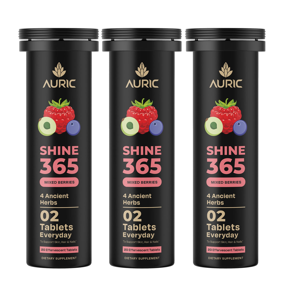 Auric Shine 365 Effervescent Tablets | Mixed Berries Flavour