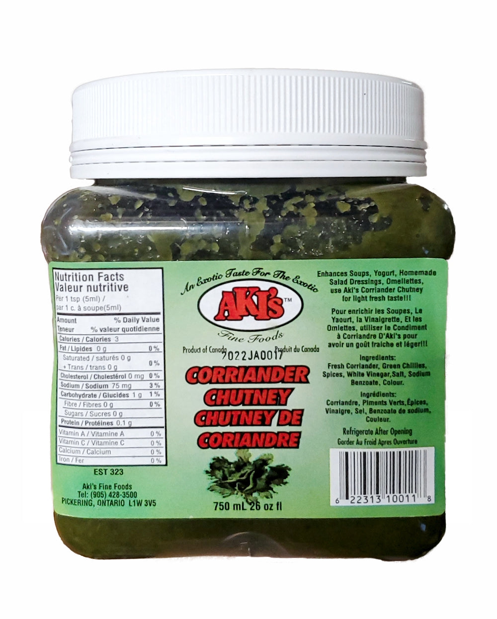 Aki's Coriander Chutney 750ml