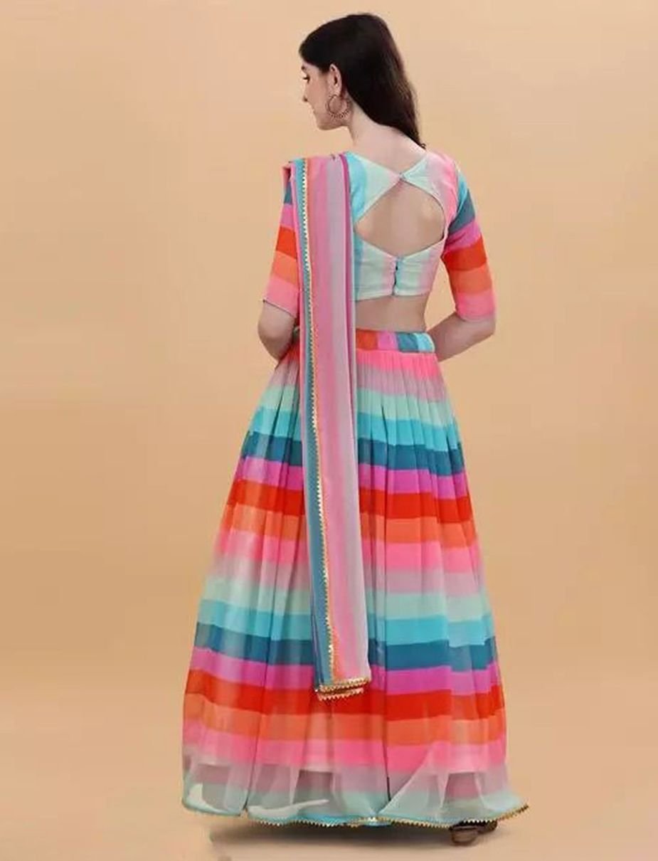 Aastha fashion Multicolor Georgette lehanga blouse Embroidered work - Prithvi Mart