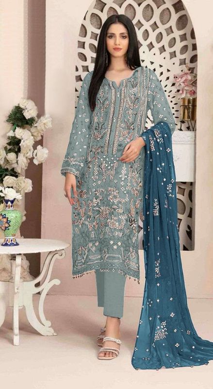 Aastha Sky Dupatta with Georgette Santoon kurti fabric