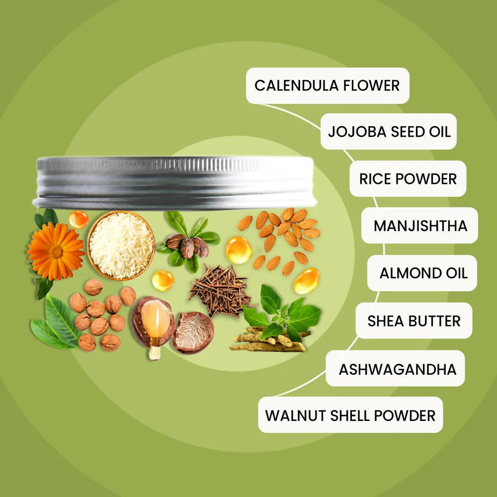 WildOak Korean Rice Face Scrub | Glass Skin & Brightens | Anti Aging & Anti Wrinkles | Calendula, Ashwagandha & Shea Butter | Hydrating & Moisturizing Face Scrub | 100 gm