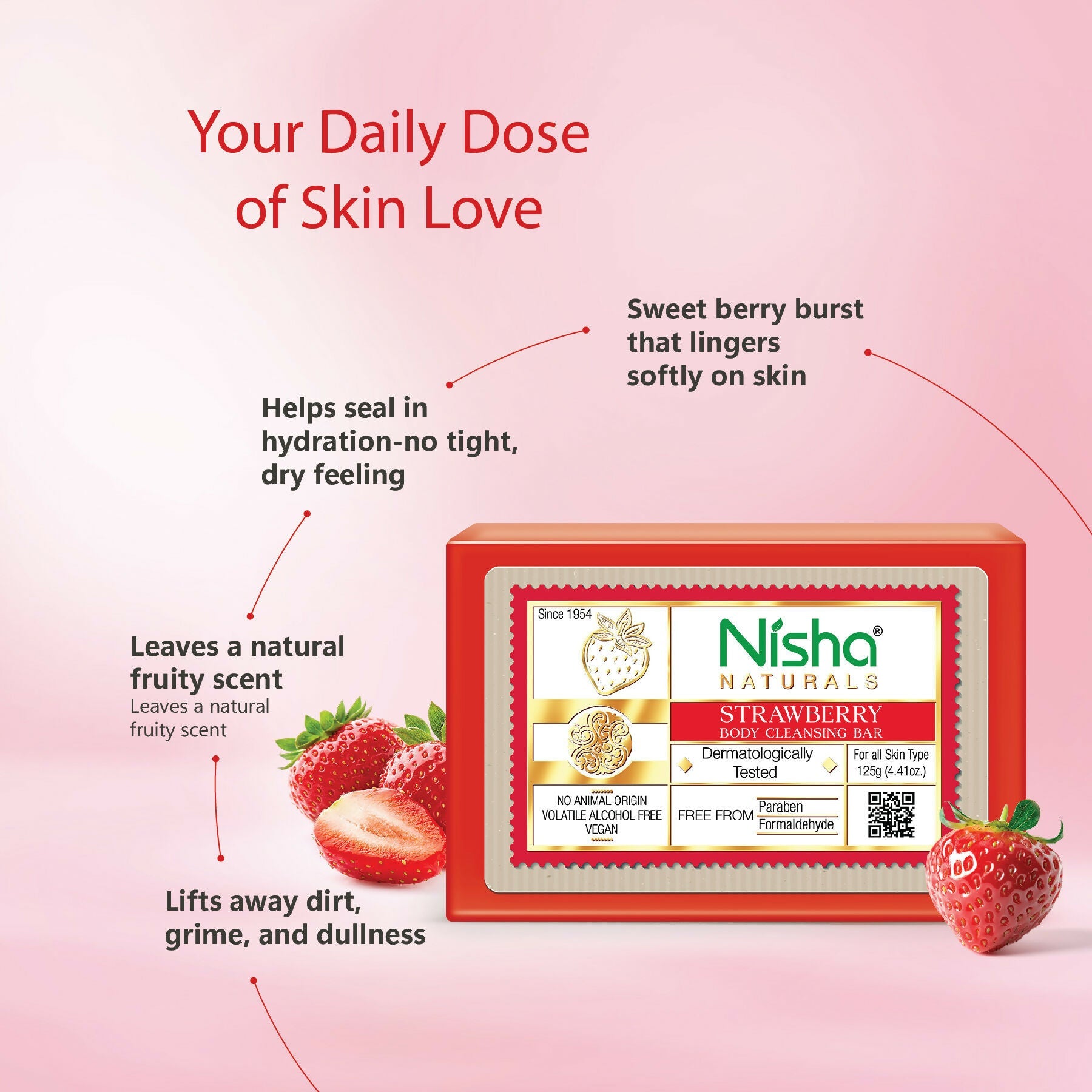 Nisha Strawberry Body Cleansing Soap Bar
