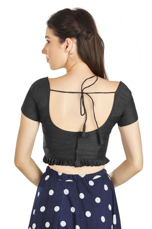 Aastha fashion Black Art Sleek Pleated Neck Blouse Work Princece Blouse