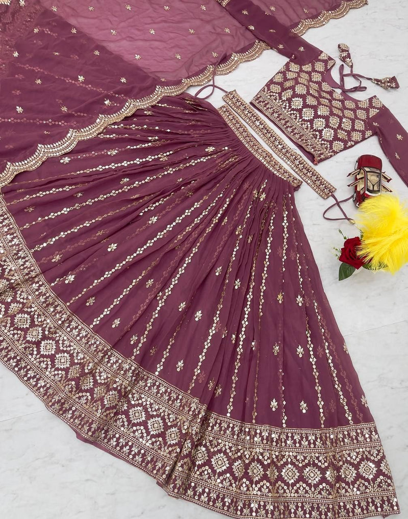 Aastha Dusty rose Fox Georgette with Micro Cotton Heavy 7mm Sequence Work